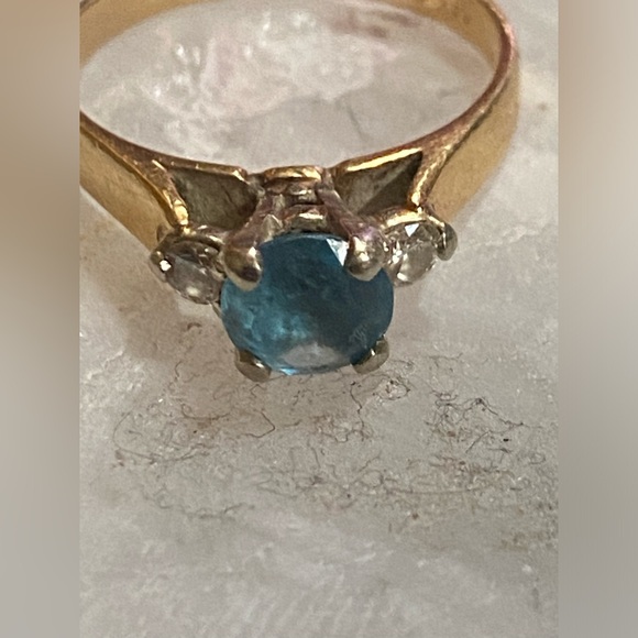 ON SALE 🤩 14k Yellow Solid Thick Heavy Gold Diamond Topaz Ring #8052 Stamped ST - Picture 9 of 12